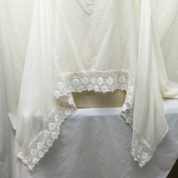 Collection 18 100% Cotton Off White Top Cover Up With Lacy Hem - Picture 6 of 10